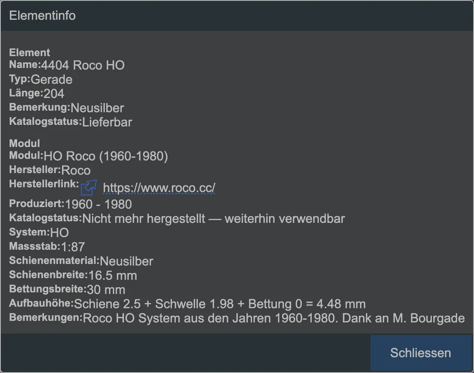 Die Elementinfo.