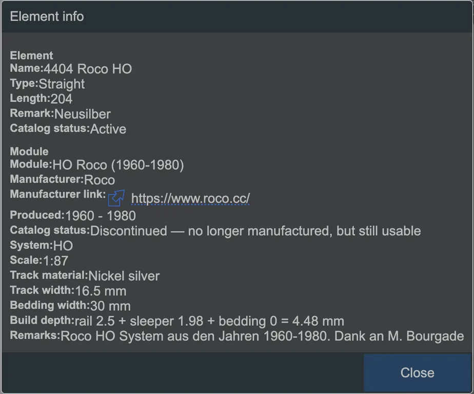 The element info.