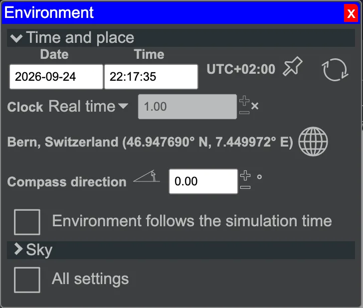 The Environment tool window.