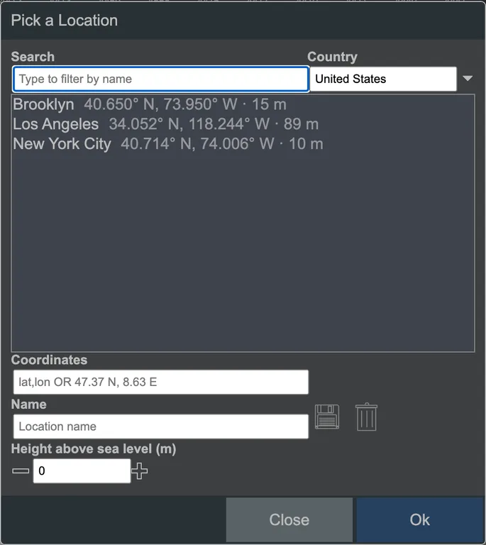 The location picker.