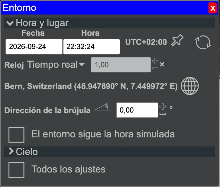El panel de herramientas Entorno.