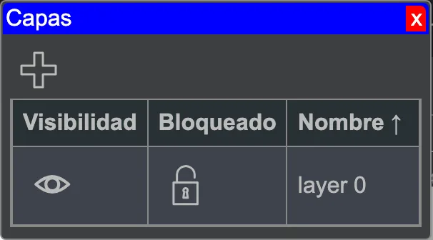 La ventana de la herramienta de capas.