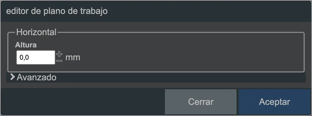 El editor del plano de trabajo.