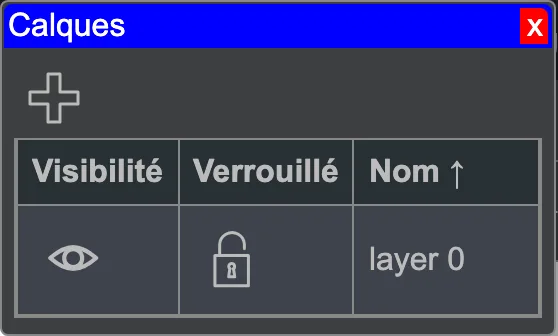 La fenêtre de l'outil des calques.