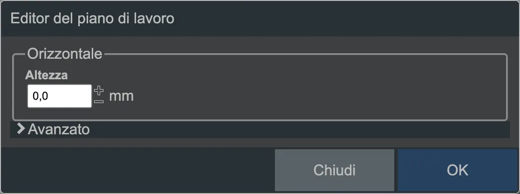 L'editor del piano di lavoro.